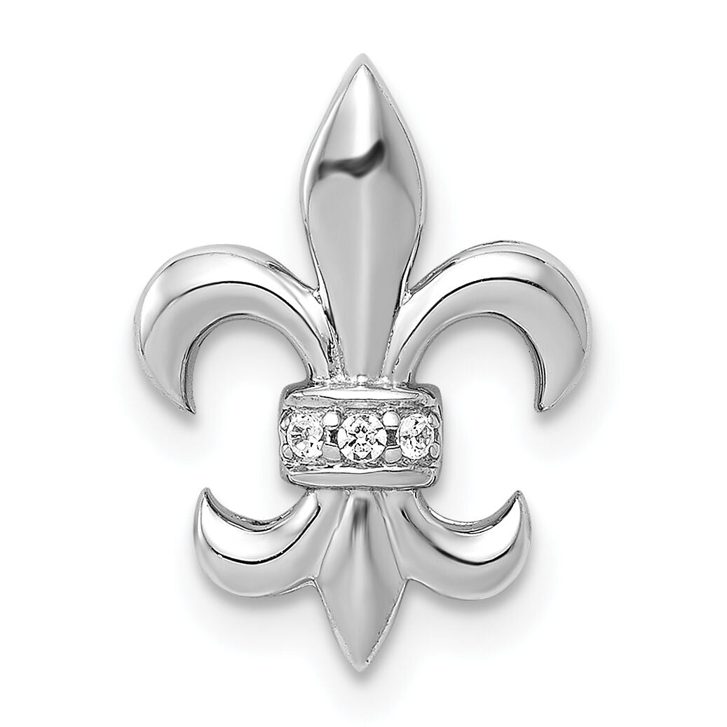 14k White Gold .02ct. Diamond Fleur de Lis Chain Slide-PM4072-002-WA