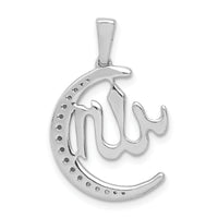 14k White Gold Diamond Allah, Star and Crescent Pendant-PM4082-016-WA