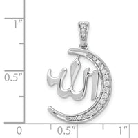 14k White Gold Diamond Allah, Star and Crescent Pendant-PM4082-016-WA