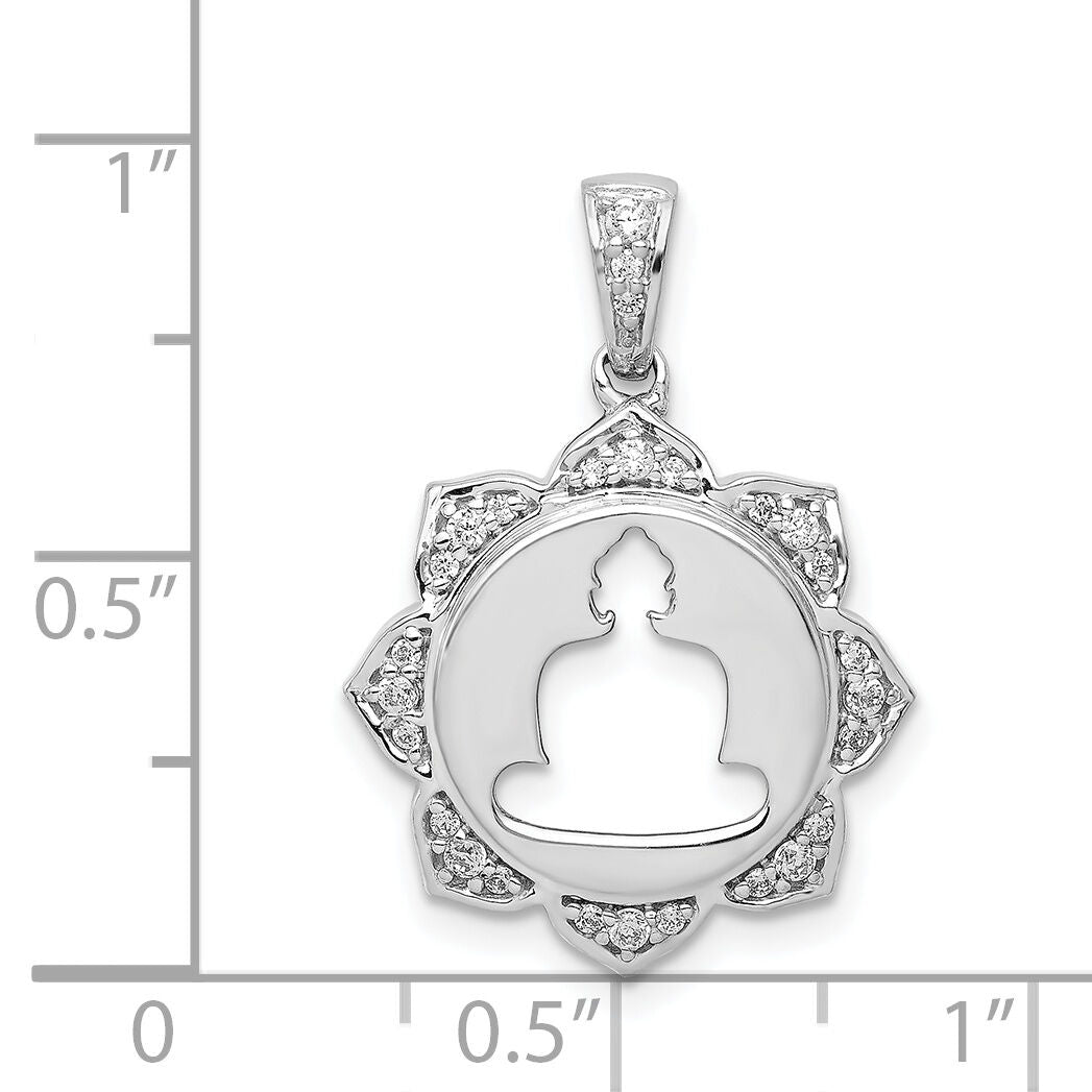 14k White Gold Diamond Buddha Pendant-PM4084-016-WA
