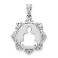 14k White Gold Diamond Buddha Pendant-PM4084-016-WA