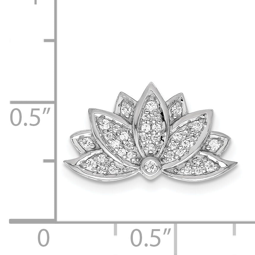 14k White Gold 1/5ct. Diamond Lotus Flower Chain Slide-PM4086-020-WA