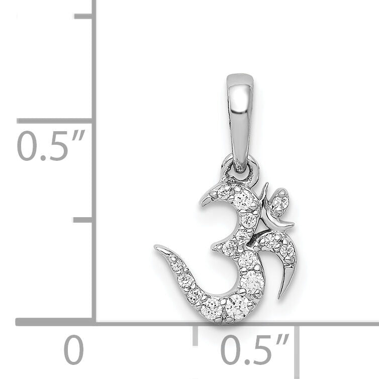 14k White Gold 1/10ct. Diamond Om Symbol Pendant-PM4093-010-WA