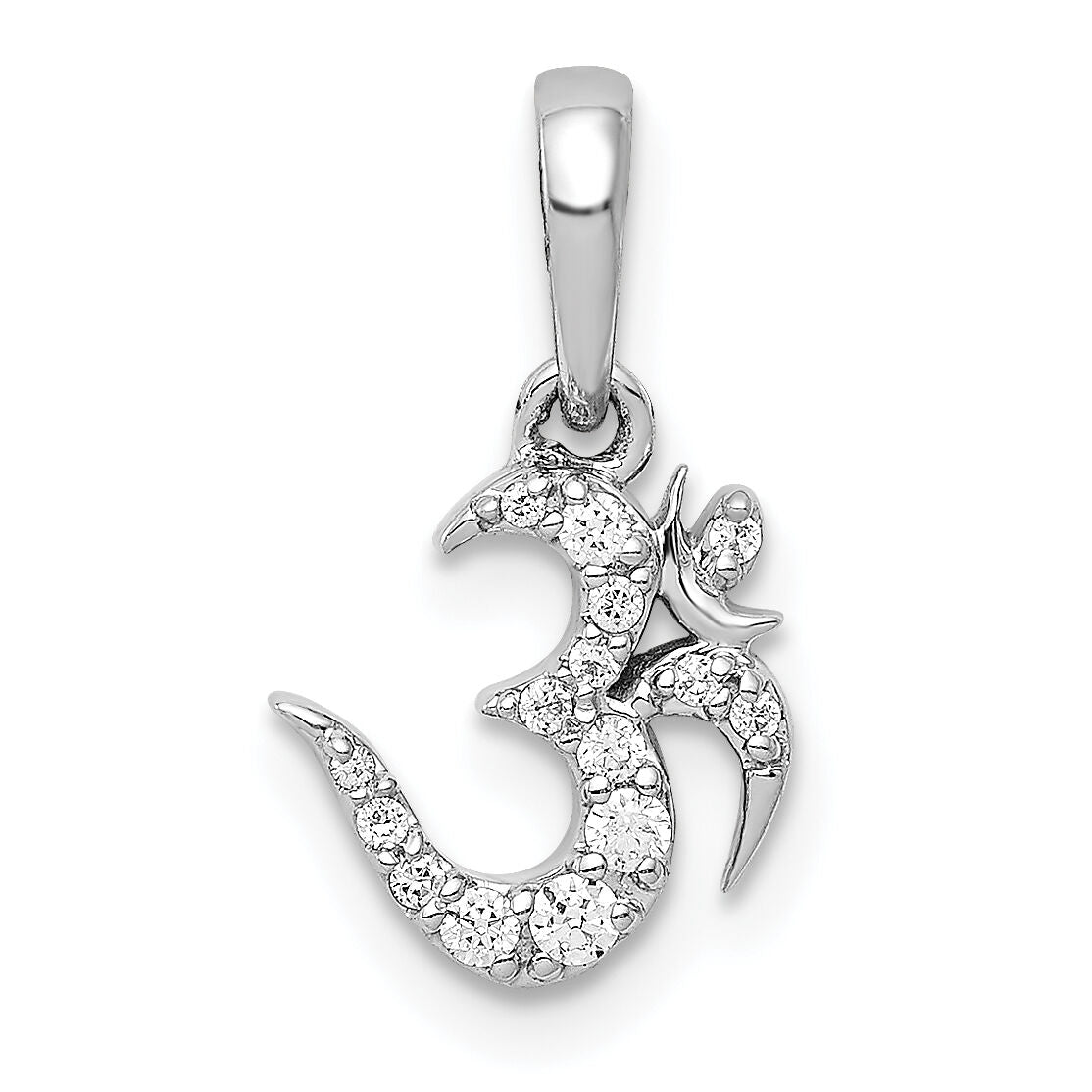 14k White Gold 1/10ct. Diamond Om Symbol Pendant-PM4093-010-WA