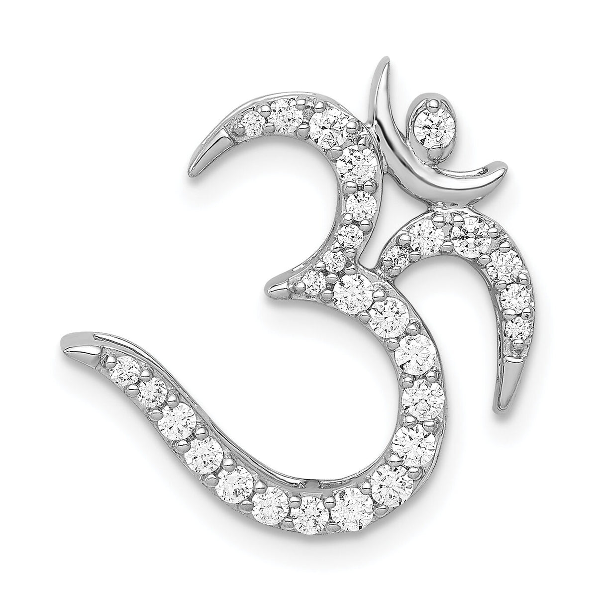 14k White Gold 3/8ct. Diamond Om Symbol Chain Slide-PM4094-040-WA
