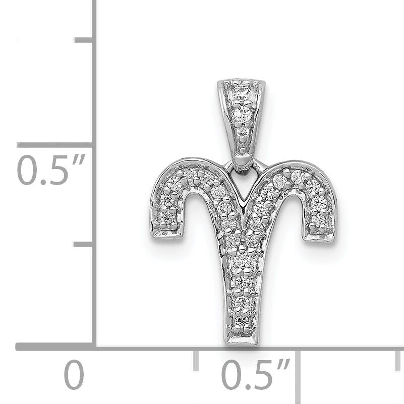 14k White Gold Diamond Aries Zodiac Pendant-PM4102-012-WA