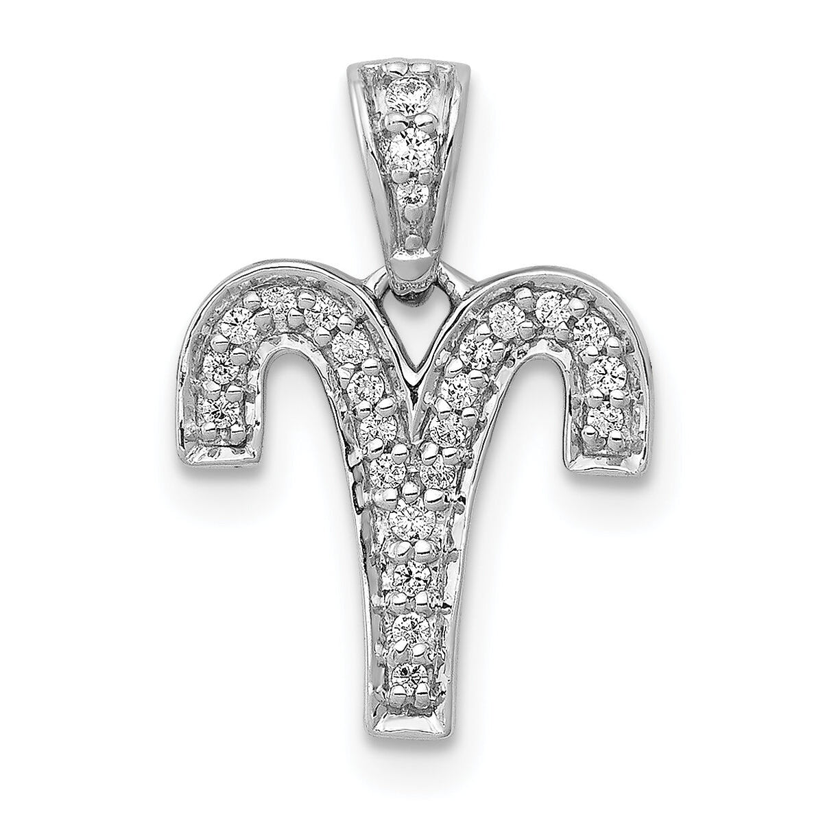 14k White Gold Diamond Aries Zodiac Pendant-PM4102-012-WA