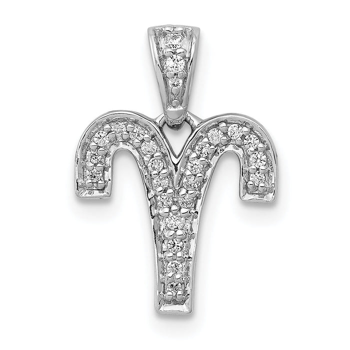 14k White Gold Diamond Aries Zodiac Pendant-PM4102-012-WA