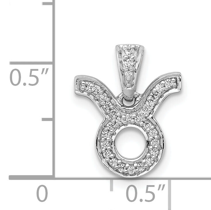 14k White Gold Diamond Taurus Zodiac Pendant-PM4103-012-WA
