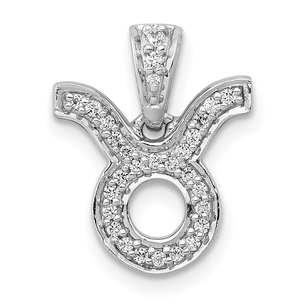 14k White Gold Diamond Taurus Zodiac Pendant-PM4103-012-WA