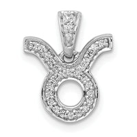 14k White Gold Diamond Taurus Zodiac Pendant-PM4103-012-WA