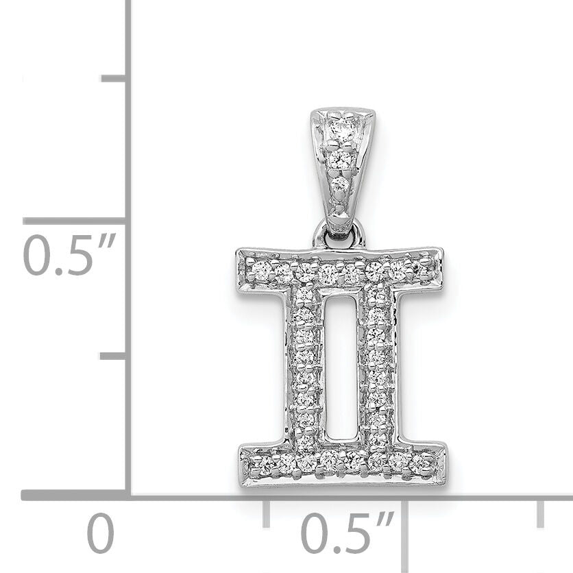 14k White Gold Diamond Gemini Zodiac Pendant-PM4104-013-WA