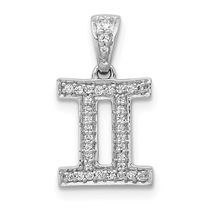 14k White Gold Diamond Gemini Zodiac Pendant-PM4104-013-WA