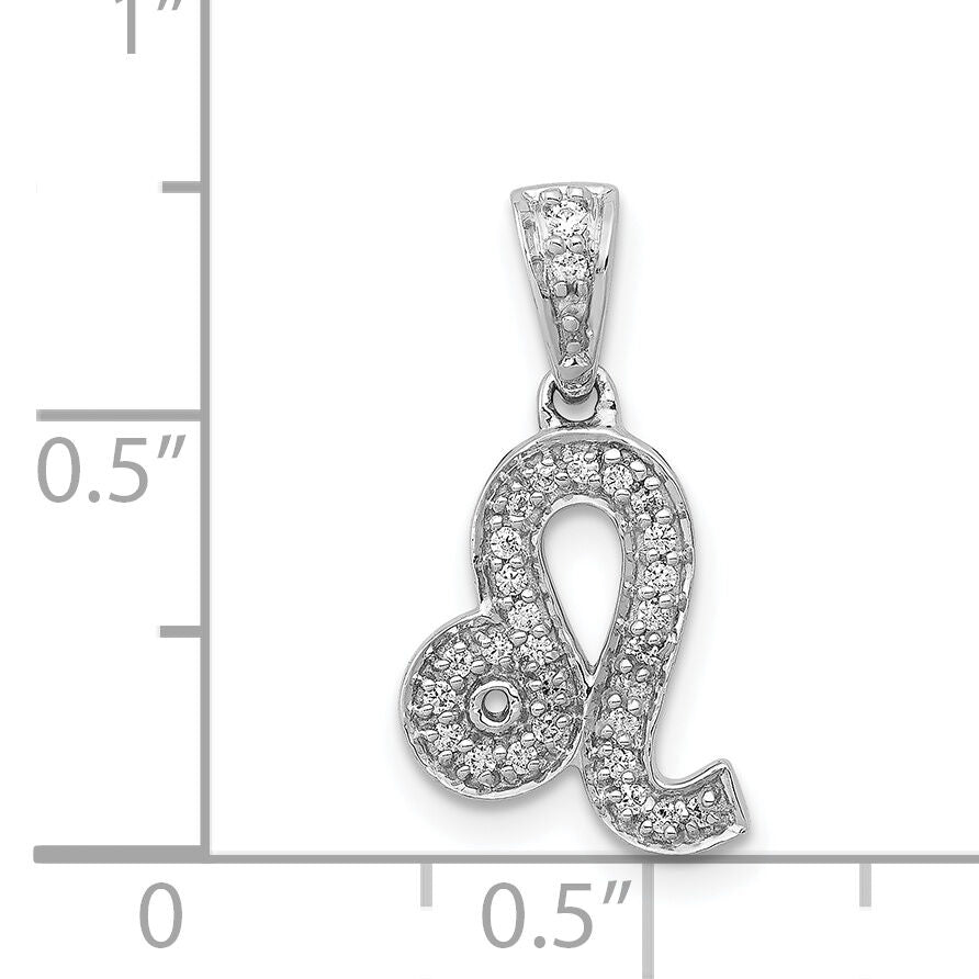 14k White Gold Diamond Leo Zodiac Pendant-PM4106-012-WA