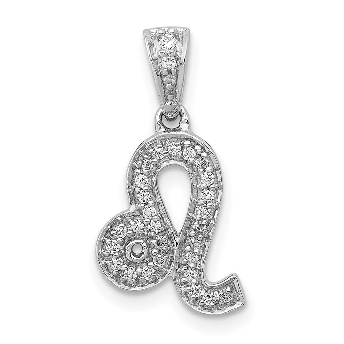 14k White Gold Diamond Leo Zodiac Pendant-PM4106-012-WA