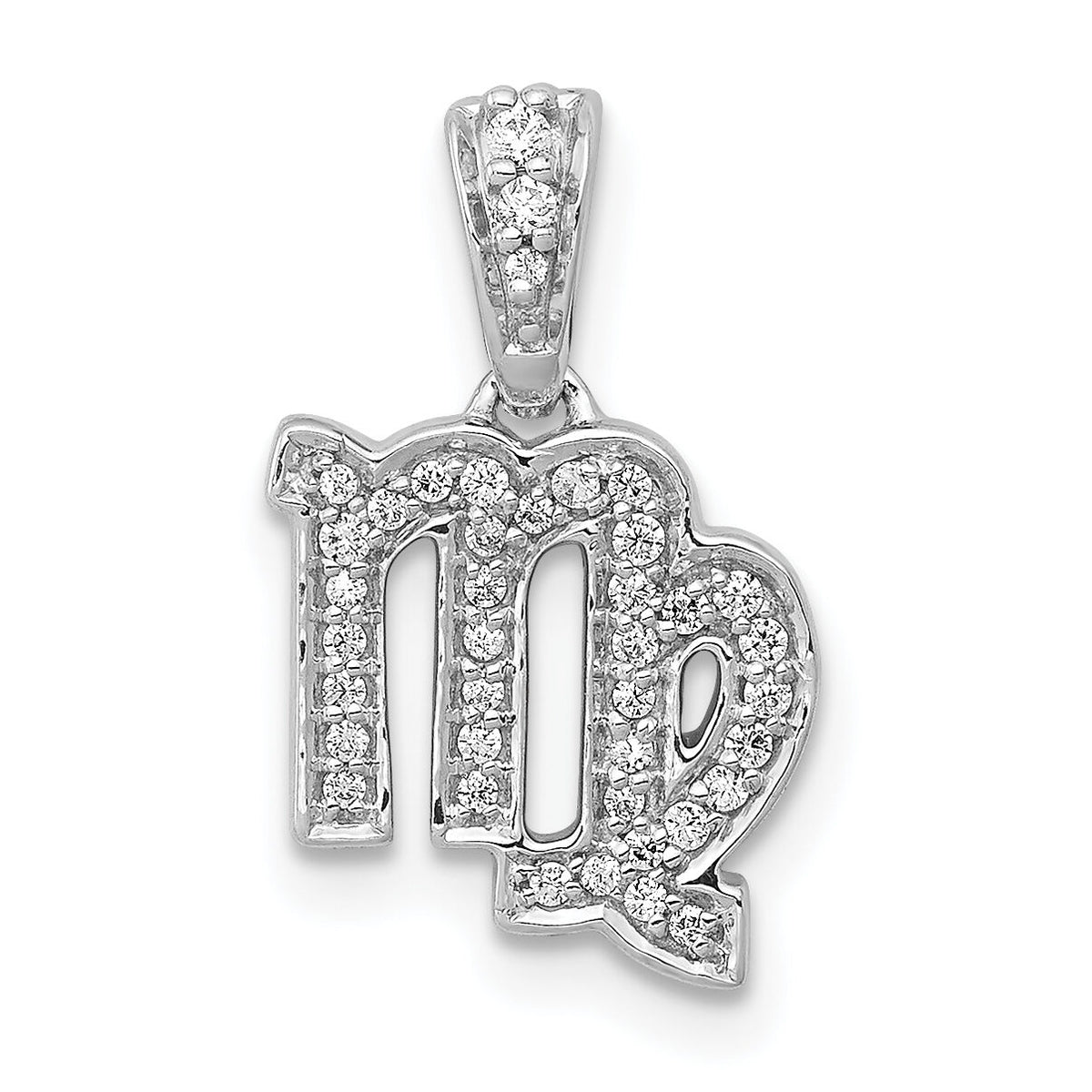 14k White Gold Diamond Virgo Zodiac Pendant-PM4107-013-WA