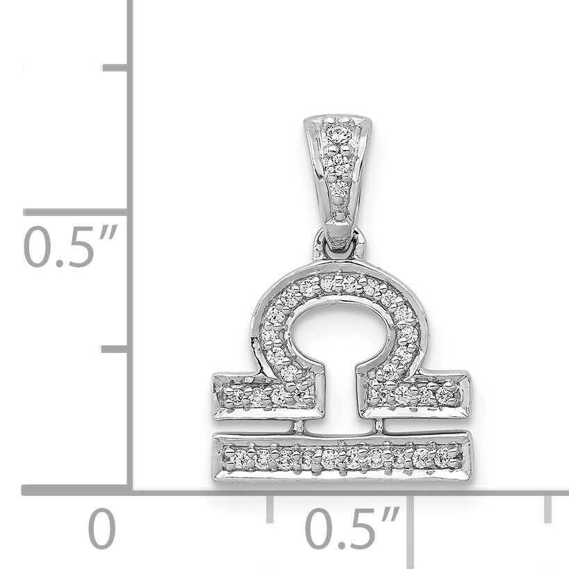 14k White Gold Diamond Libra Zodiac Pendant-PM4108-012-WA