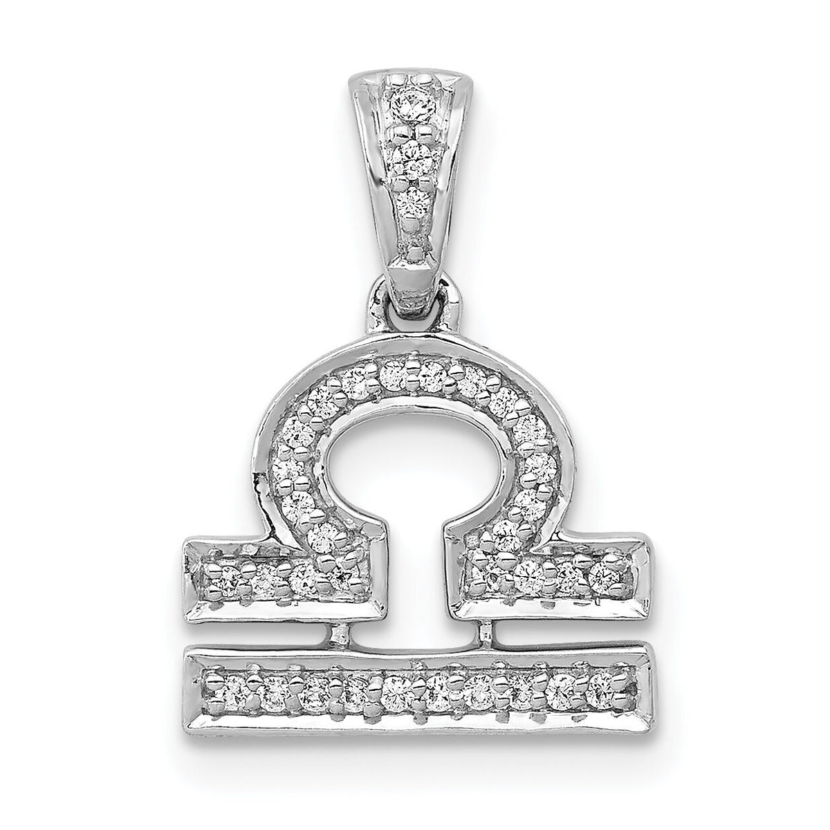 14k White Gold Diamond Libra Zodiac Pendant-PM4108-012-WA