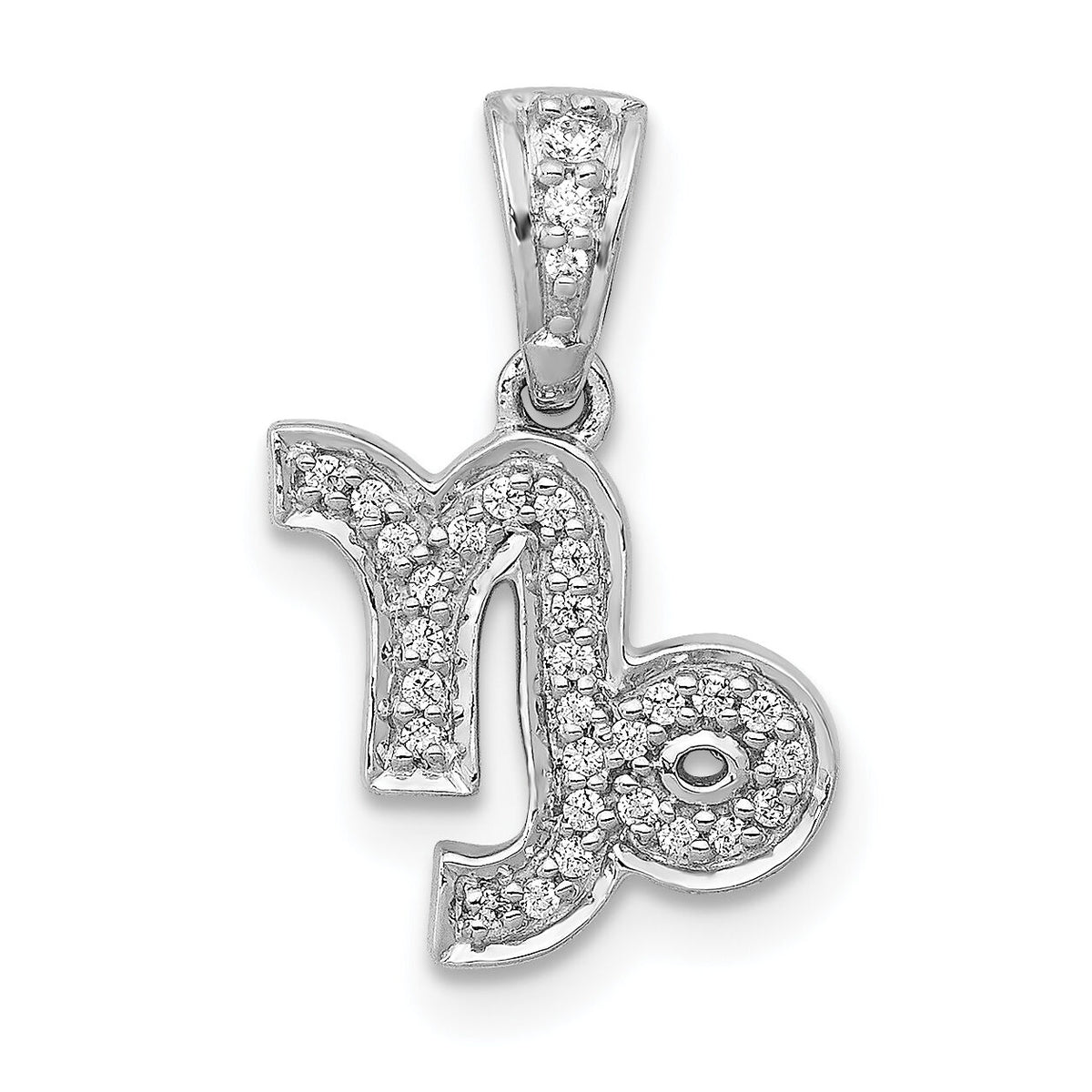 14k White Gold Diamond Capricorn Zodiac Pendant-PM4111-010-WA