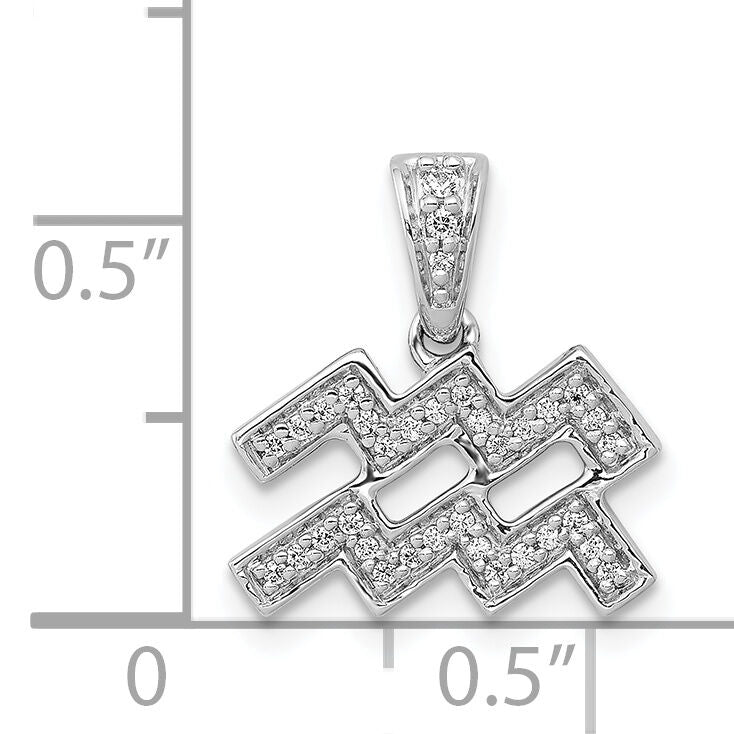 14k White Gold Diamond Aquarius Zodiac Pendant-PM4112-011-WA