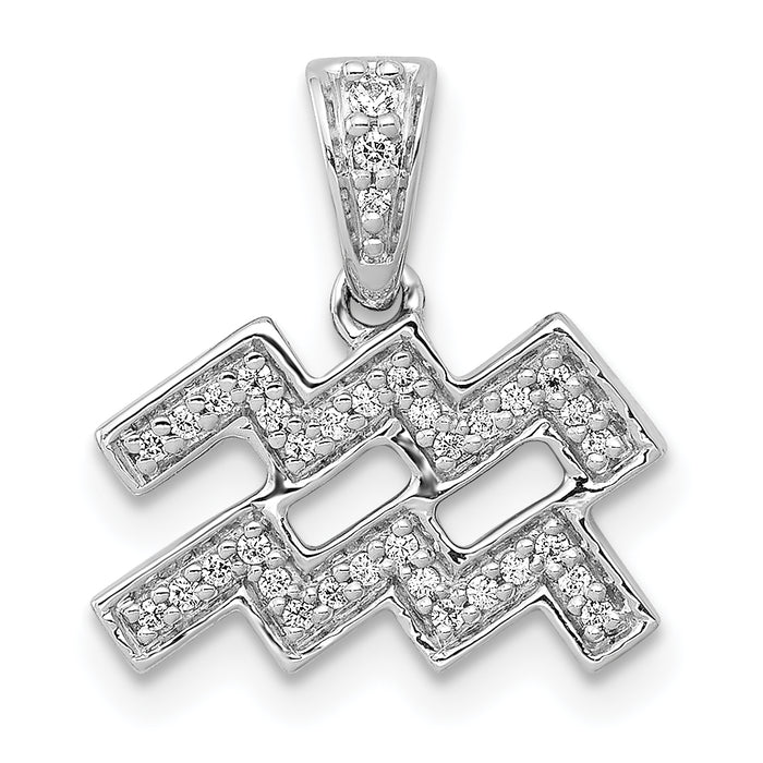 14k White Gold Diamond Aquarius Zodiac Pendant-PM4112-011-WA
