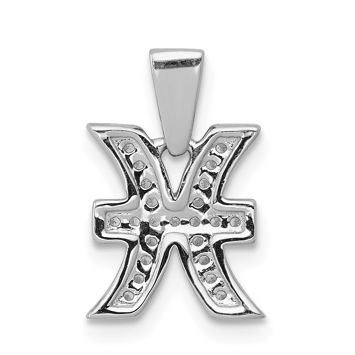 14k White Gold Diamond Pisces Zodiac Pendant-PM4113-010-WA