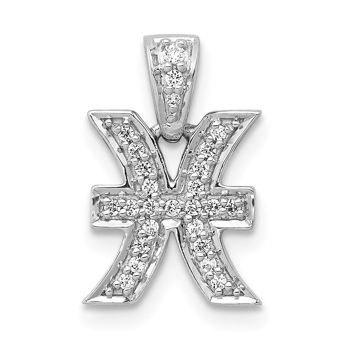 14k White Gold Diamond Pisces Zodiac Pendant-PM4113-010-WA