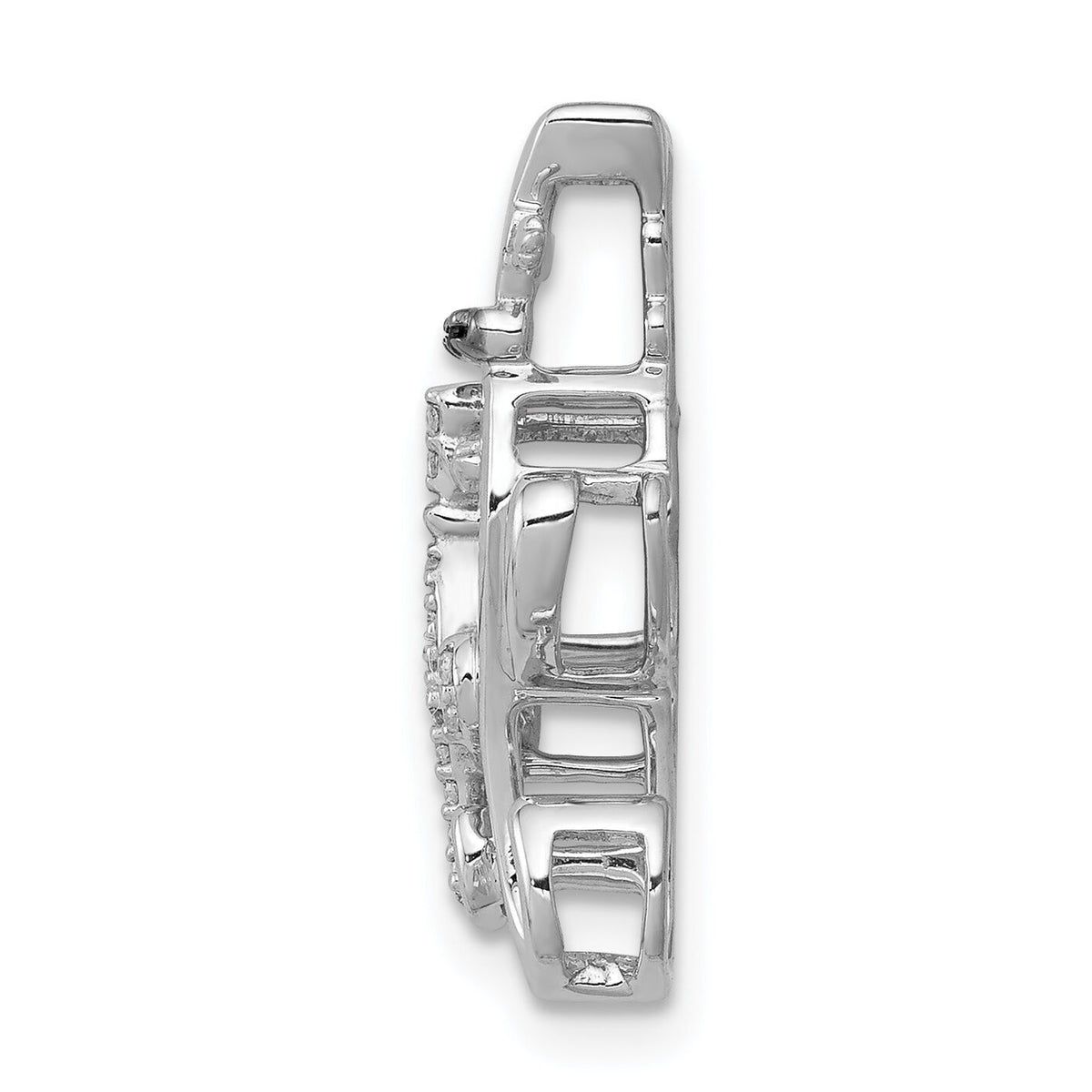 14k White Gold White and Black Accent Diamond Cats Chain Slide-PM4114-008-WA