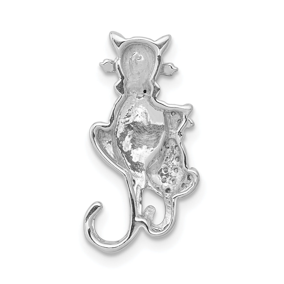14k White Gold White and Black Accent Diamond Cats Chain Slide-PM4114-008-WA