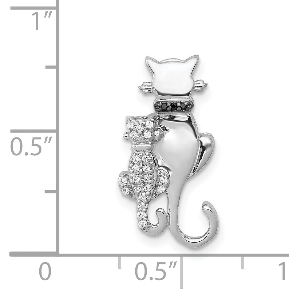 14k White Gold White and Black Accent Diamond Cats Chain Slide-PM4114-008-WA