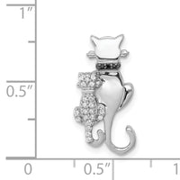 14k White Gold White and Black Accent Diamond Cats Chain Slide-PM4114-008-WA