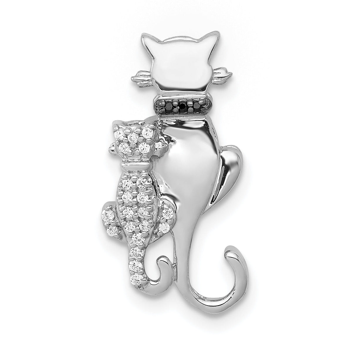 14k White Gold White and Black Accent Diamond Cats Chain Slide-PM4114-008-WA