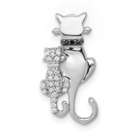14k White Gold White and Black Accent Diamond Cats Chain Slide-PM4114-008-WA