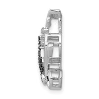 14k White Gold Black and White Accent Diamond Cats Chain Slide-PM4114-BK-008-WA