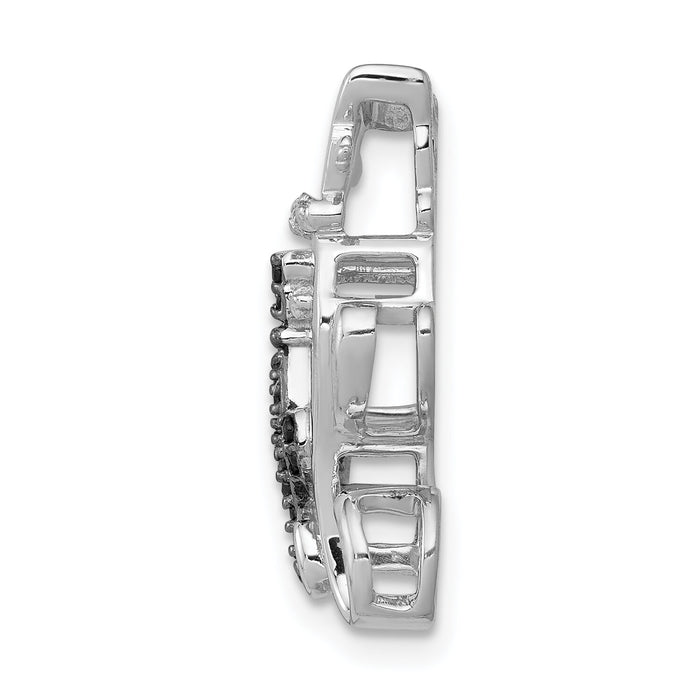 14k White Gold Black and White Accent Diamond Cats Chain Slide-PM4114-BK-008-WA