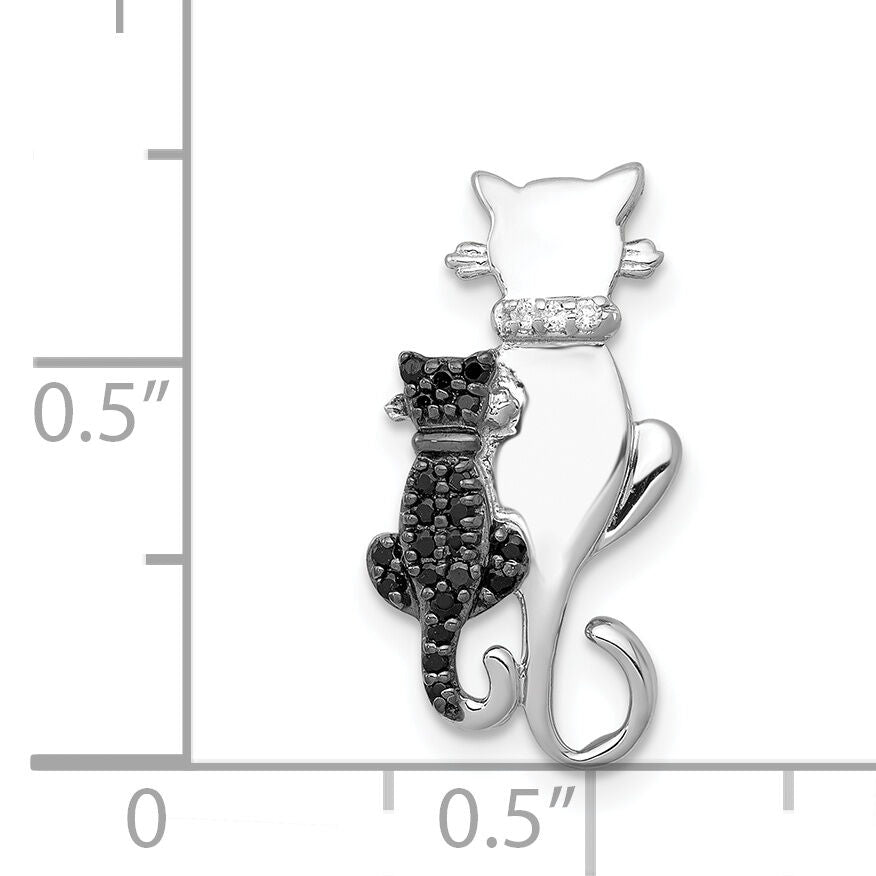 14k White Gold Black and White Accent Diamond Cats Chain Slide-PM4114-BK-008-WA