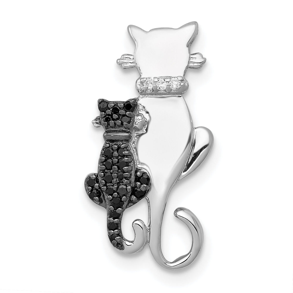 14k White Gold Black and White Accent Diamond Cats Chain Slide-PM4114-BK-008-WA
