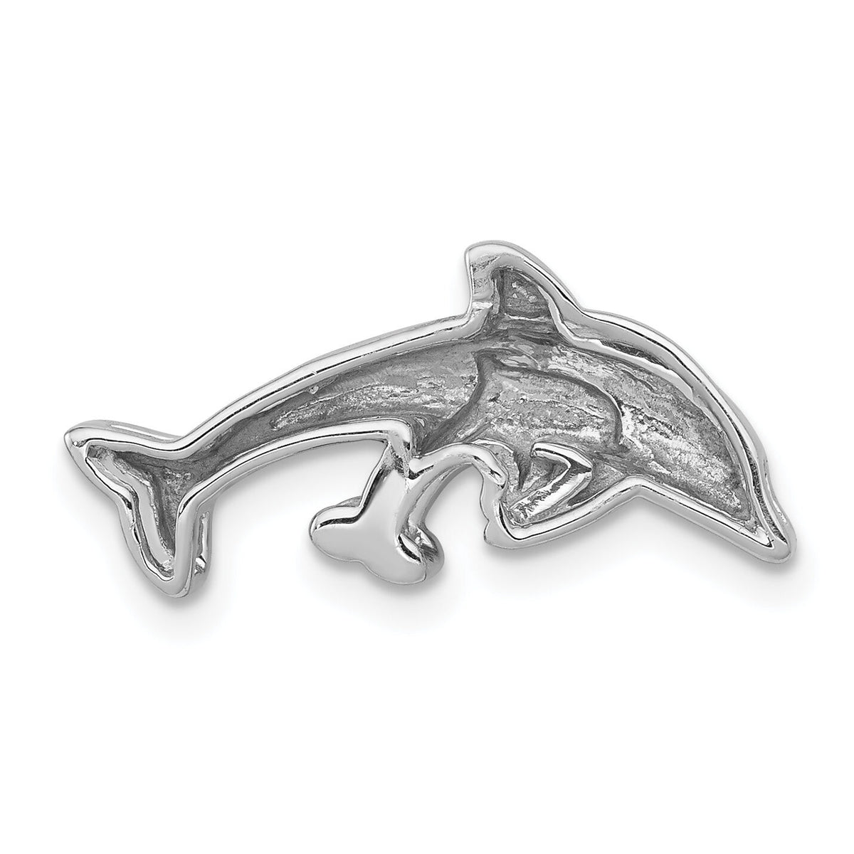 14k White Gold Diamond Dolphins Chain Slide-PM4115-008-WA