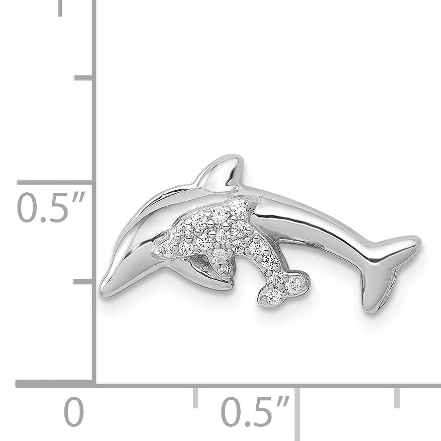 14k White Gold Diamond Dolphins Chain Slide-PM4115-008-WA