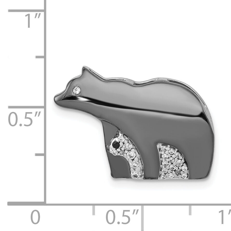 14k White Gold w/ Black Rhodium Diamond Bears Chain Slide-PM4117-009-WA