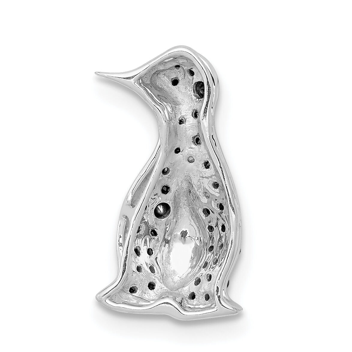 14k White Gold 1/5ct. Black Diamond Penguin Chain Slide-PM4118-BK-020-WA