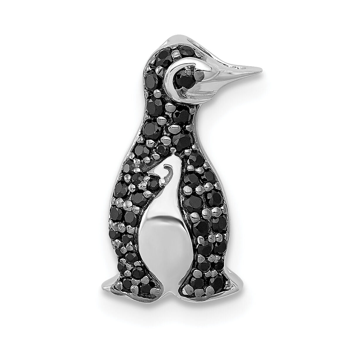 14k White Gold 1/5ct. Black Diamond Penguin Chain Slide-PM4118-BK-020-WA