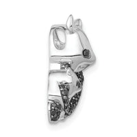 14k White Gold Black Diamond Pandas Chain Slide-PM4120-BK-038-WA