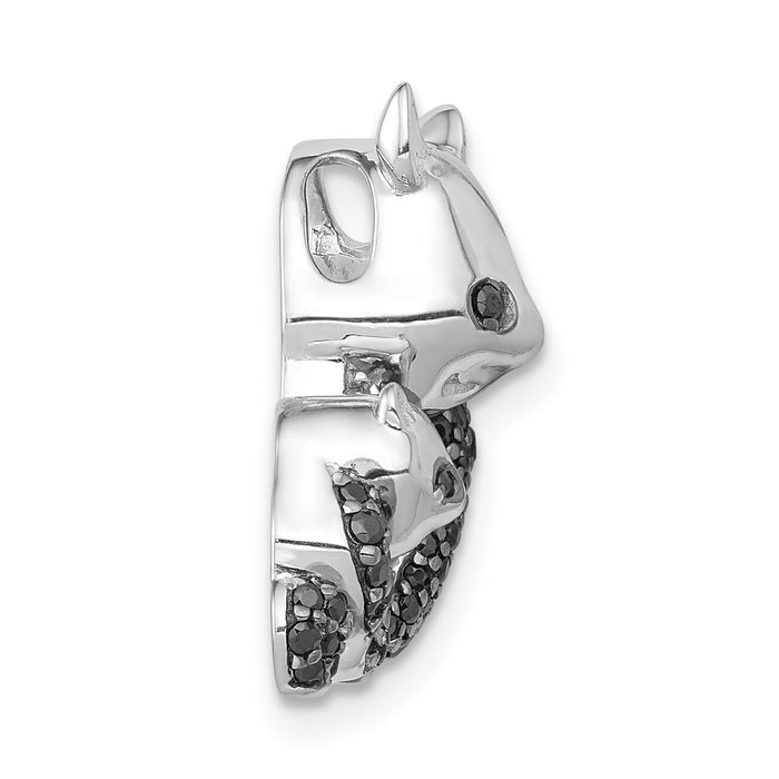 14k White Gold Black Diamond Pandas Chain Slide-PM4120-BK-038-WA