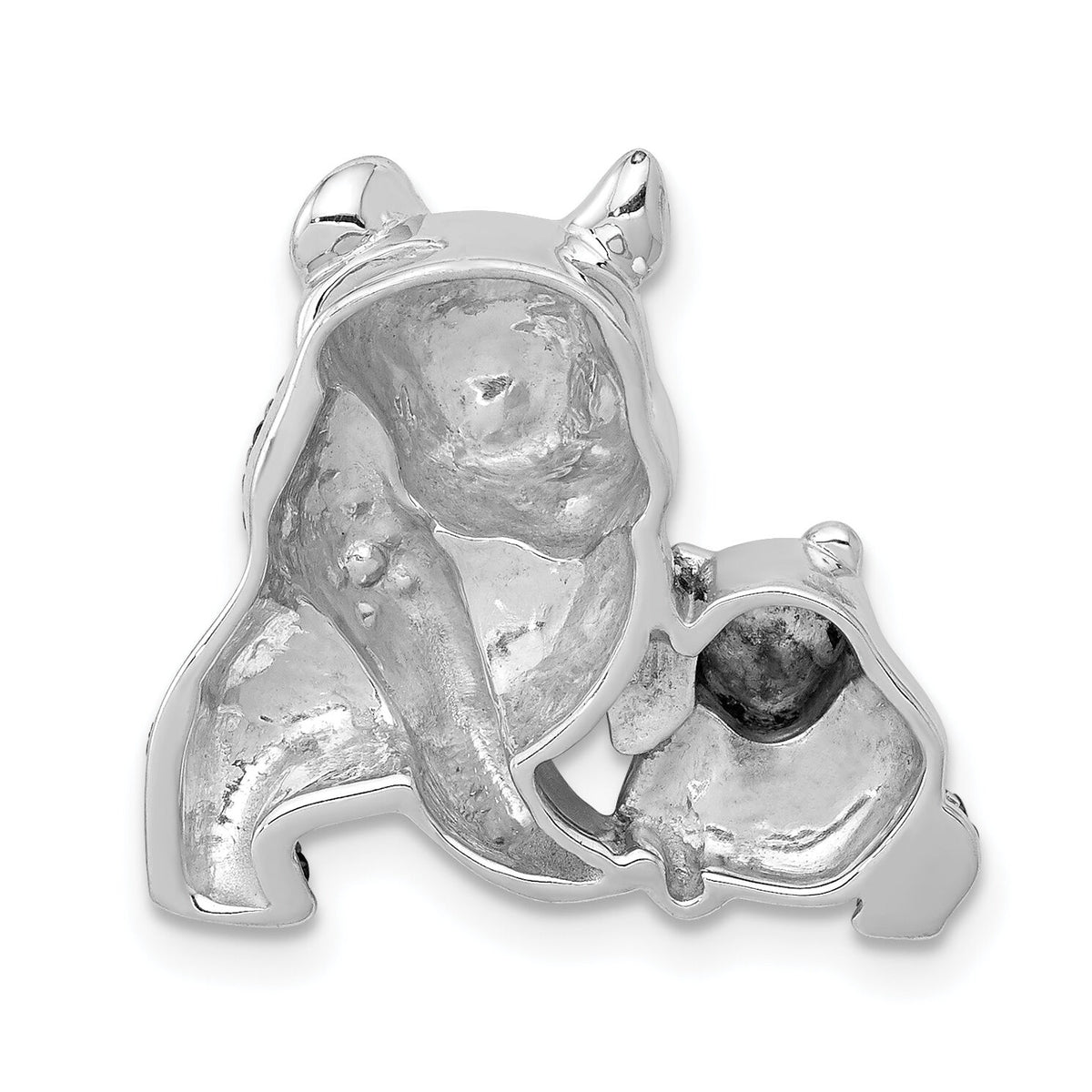 14k White Gold Black Diamond Pandas Chain Slide-PM4120-BK-038-WA