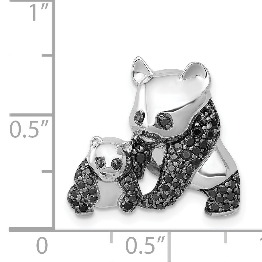 14k White Gold Black Diamond Pandas Chain Slide-PM4120-BK-038-WA