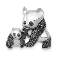 14k White Gold Black Diamond Pandas Chain Slide-PM4120-BK-038-WA