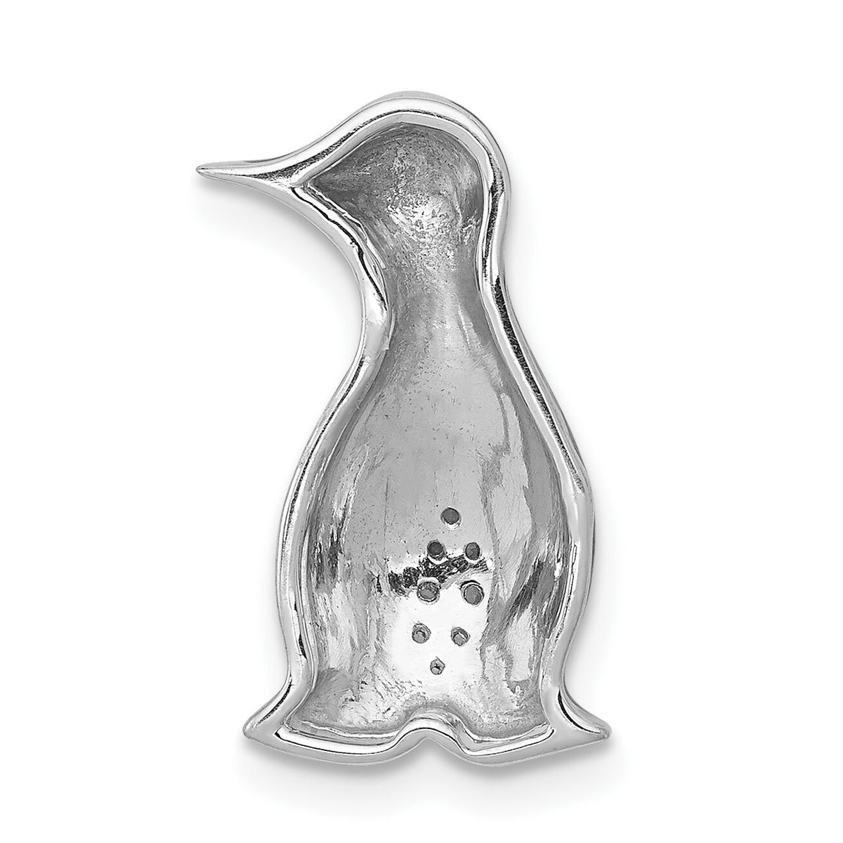 14k White Gold w/ Black Rhodium Diamond Penguins Chain Slide-PM4121-005-WA