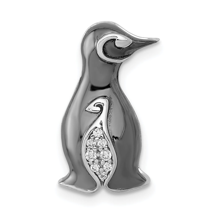 14k White Gold w/ Black Rhodium Diamond Penguins Chain Slide-PM4121-005-WA