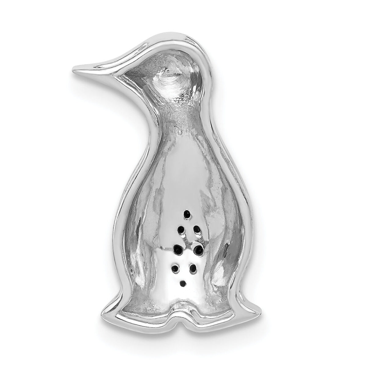 14k White Gold Black Diamond Penguins Chain Slide-PM4121-BK-005-WA